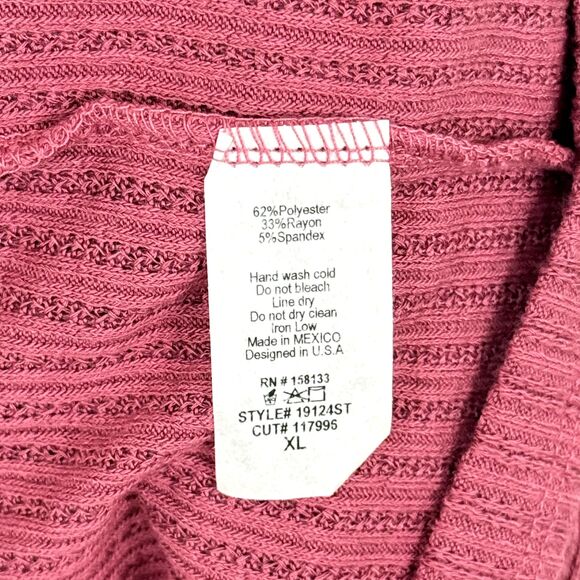 PINK CLOVER Ribbed Knit Mock Ruffle Neck Top XL Raspberry Long Sleeve NWT B50 - Picture 5 of 5